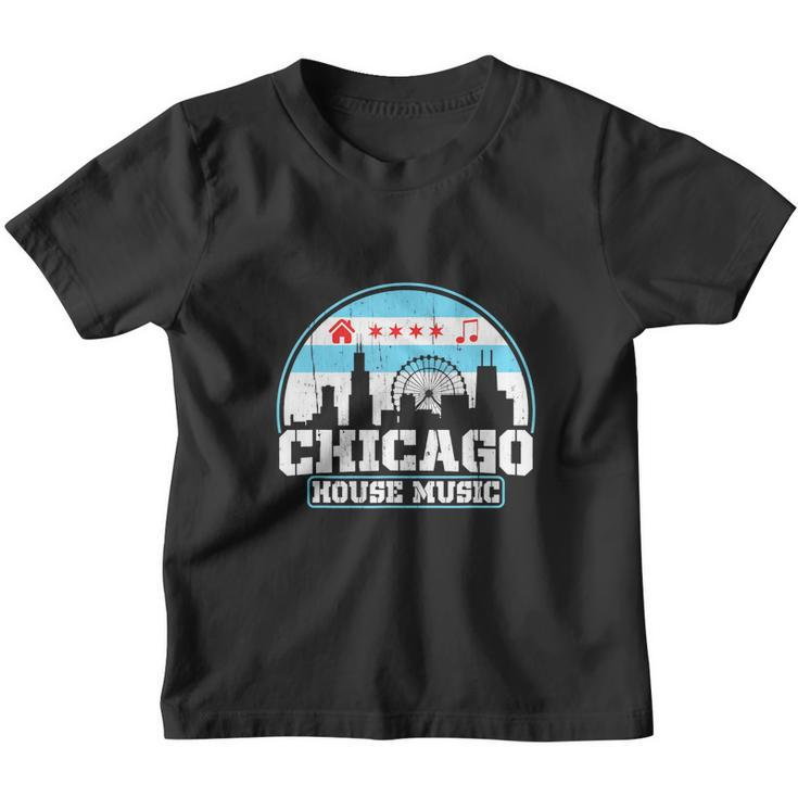 Chicago House Music Vintage Skyline Dj Gift Youth T-shirt