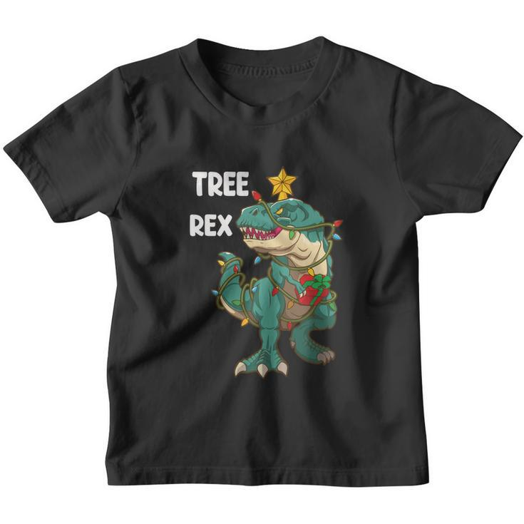 Christmas Dinosaur Tree Rex Pajamas Funny Xmas Lights Youth T-shirt