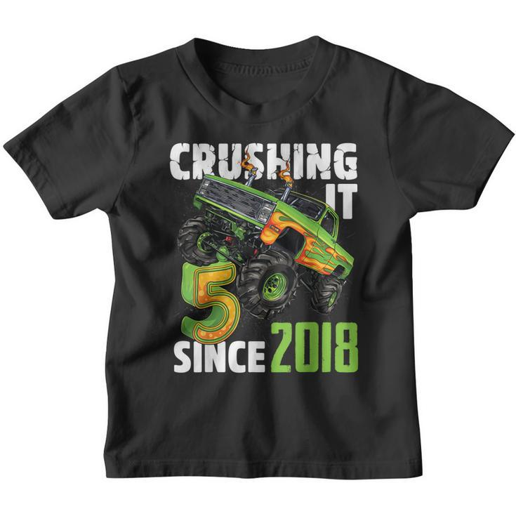 Crushing It Since 2018 5Th Birthday Boy Monster Truck 5 Year  Youth T-shirt