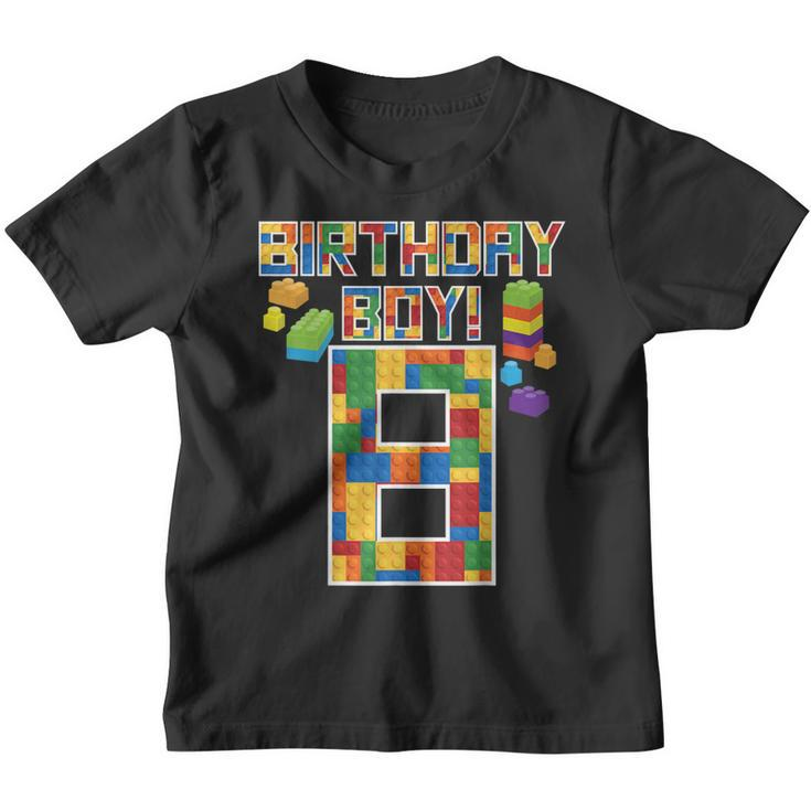 Cute 8Th Birthday Gift 8 Years Old Block Building Boys Kids  Youth T-shirt