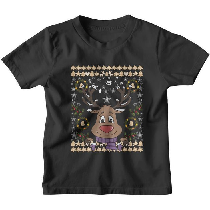 Cute Reindeer Xmas Deer Retro Matching Family Ugly Christmas Gift Youth T-shirt