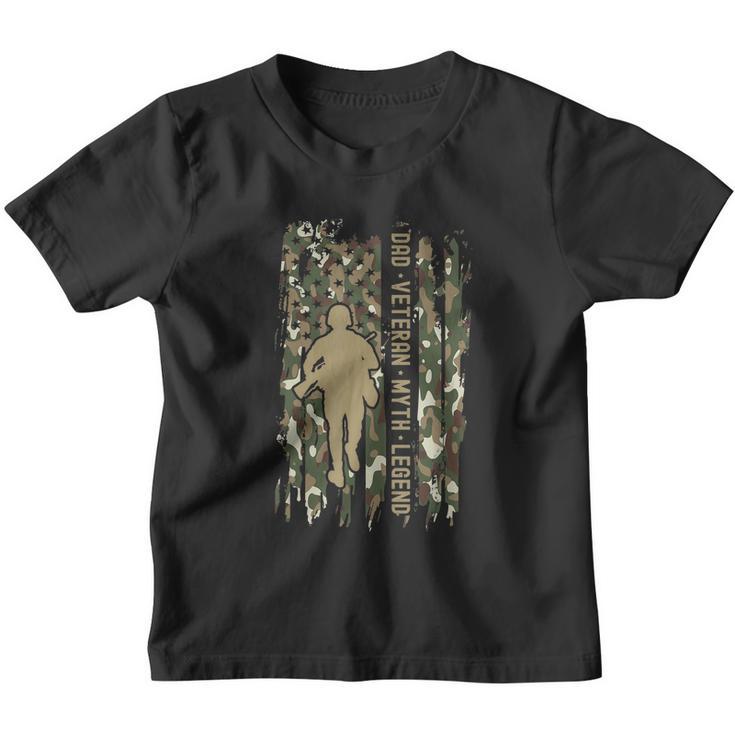 Dad The Man The Myth The Legend Fathers Day Camo Us Flag Youth T-shirt