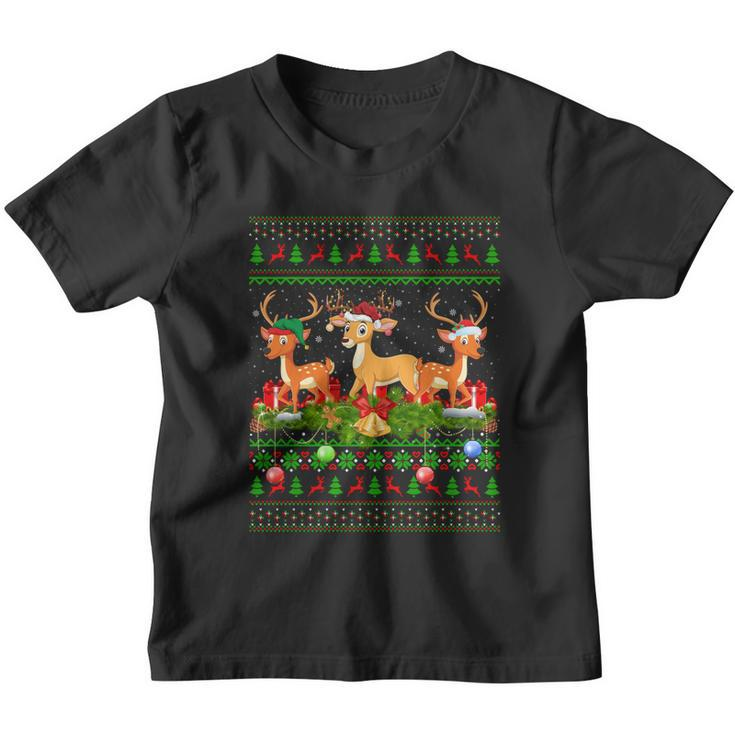 Deer Lover Xmas Lighting Santa Ugly Deer Christmas Funny Gift Youth T-shirt