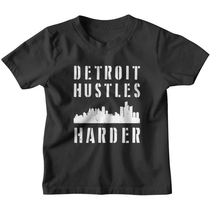 Detroit Hustles Harder City Silhouette Youth T-shirt