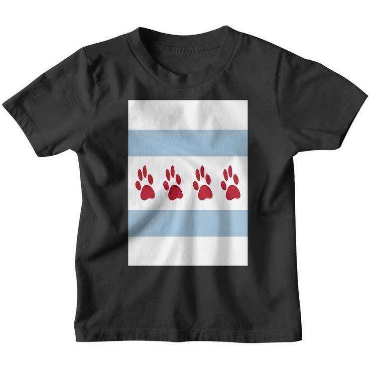 Dog Lovers Chicago Flag Paw Prints Custom Youth T-shirt