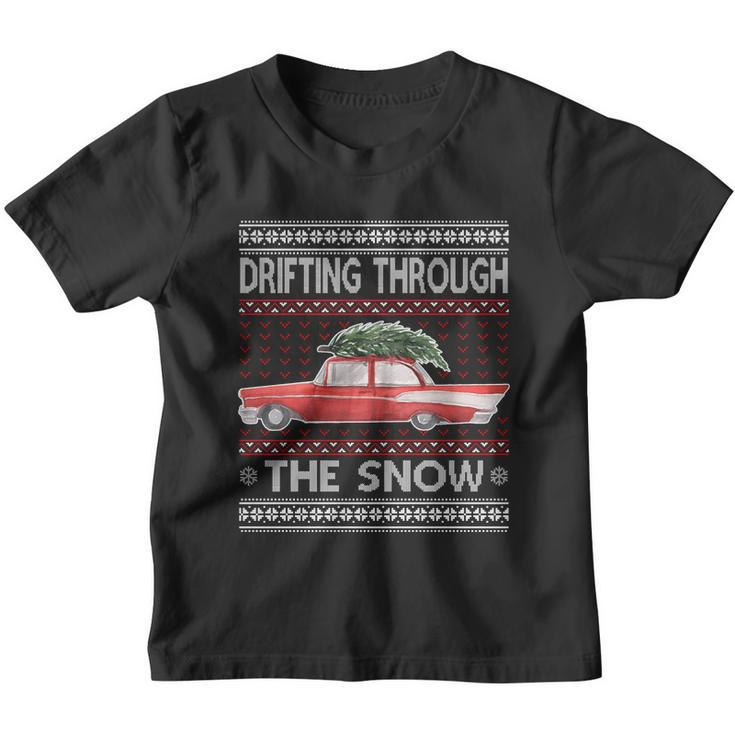 Drifting Through The Snow Ugly Christmas Sweater Youth T-shirt