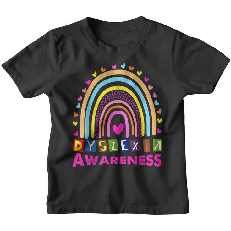 Dyslexia Awareness Month Rainbow Cute Graphic  Youth T-shirt