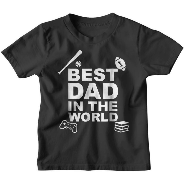 Fathers DayBest Dad Sports Video Games Books Gift For Mens Youth T-shirt