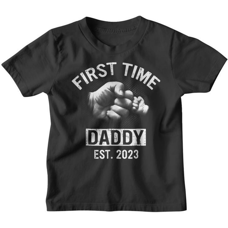 First Time Daddy New Dad Est 2023 Fathers Day Dad Baby Kids  Youth T-shirt