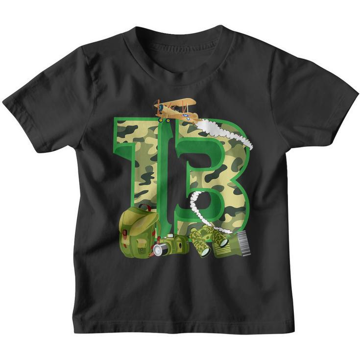 Funny Camouflage 13Th Birthday Gift For Boys Girls Cool Army  Youth T-shirt