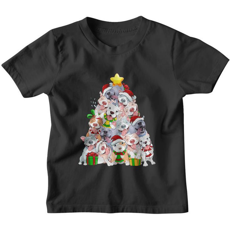 Funny Christmas Pitbull Pajama Shirt Tree Dog Dad Mom Xmas Youth T-shirt