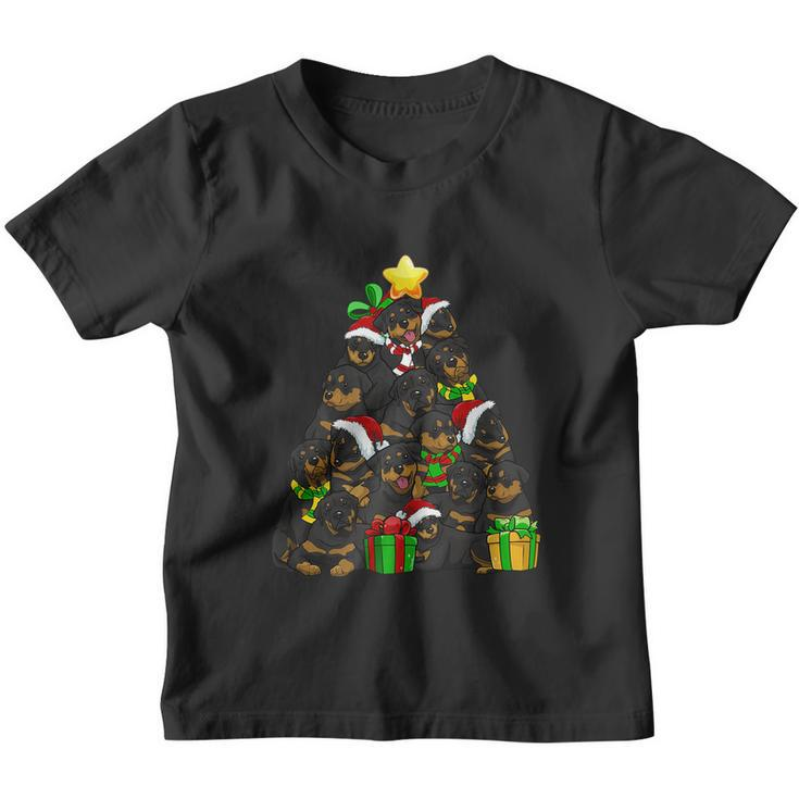 Funny Christmas Rottweiler Pajama Shirt Tree Dog Dad Xmas Youth T-shirt