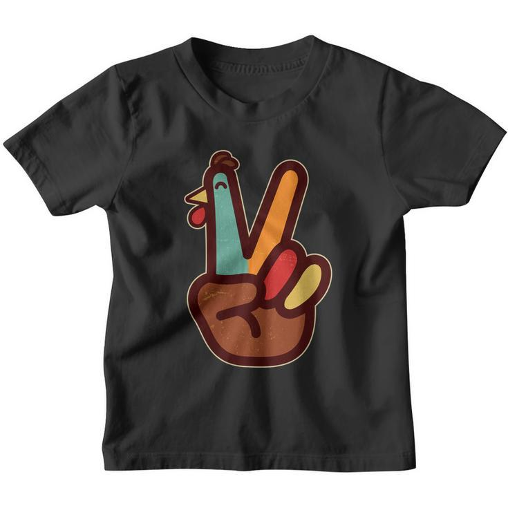 Funny Cute Thanksgiving Hand Turkey Peace Sign Youth T-shirt