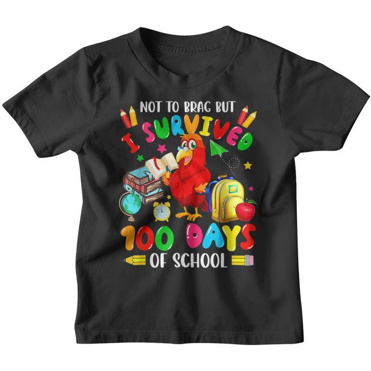 Funny I Survived 100 Days Of School Funny Parrot Student  Youth T-shirt