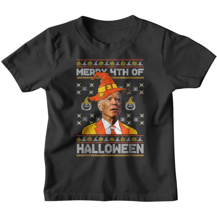 Funny Joe Biden Merry 4Th Of Halloween Costume Scary Pumpkin  Youth T-shirt