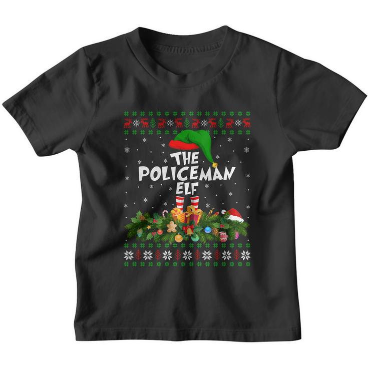 Funny Matching Family Ugly The Policeman Elf Christmas Gift Youth T-shirt