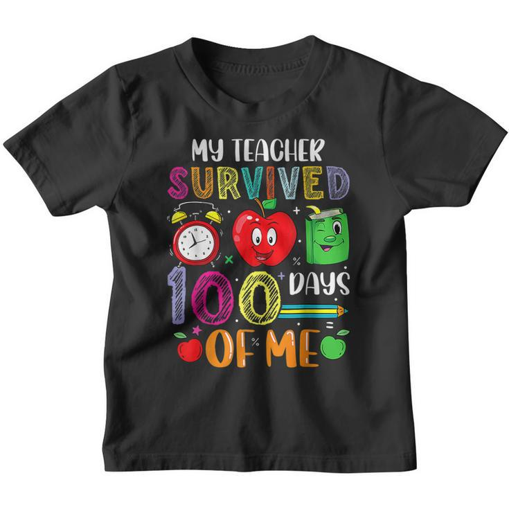 Funny My Teacher Survived 100 Days Of Me Kids Teacher Cute  Youth T-shirt
