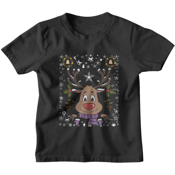 Funny Reindeer Xmas Deer Snowflakes Family Ugly Christmas Gift Youth T-shirt