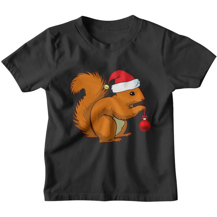 Funny Squirrel Christmas Shirt Santa Hat Animal Gift Kids Tshirt Youth T-shirt