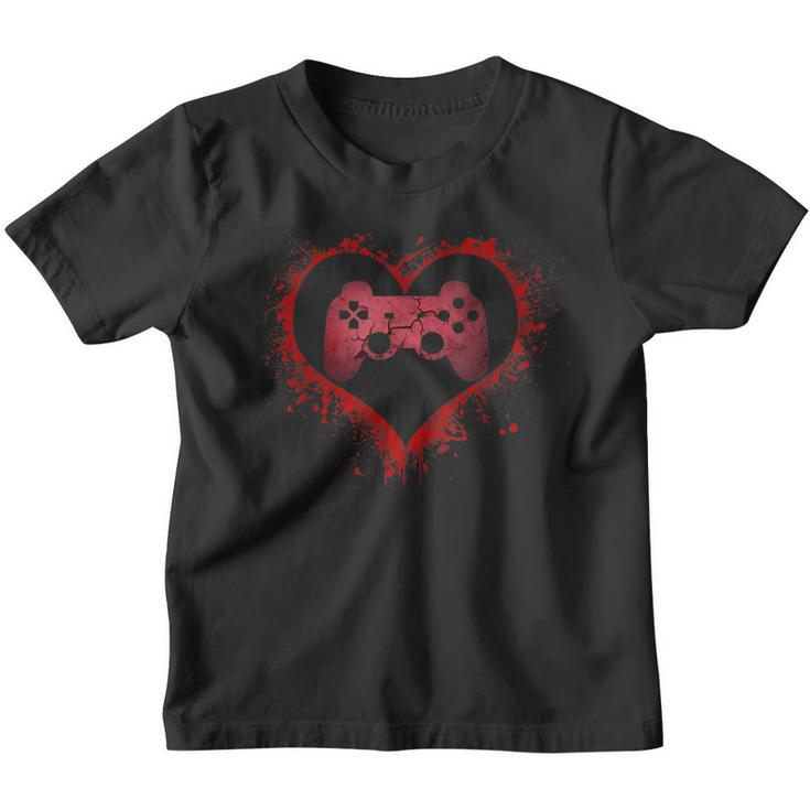 Gamer Heart Valentines Day Video Games Boys Kids Teens Gift  Youth T-shirt