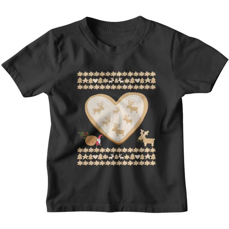 Gingerbread Heart Deer Cookies And Gnome Funny Ugly Christmas Gift Youth T-shirt
