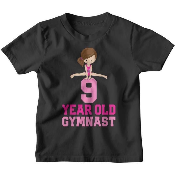 Girls Gymnastics Birthday  Kids 9 Year Old Gymnast Youth T-shirt