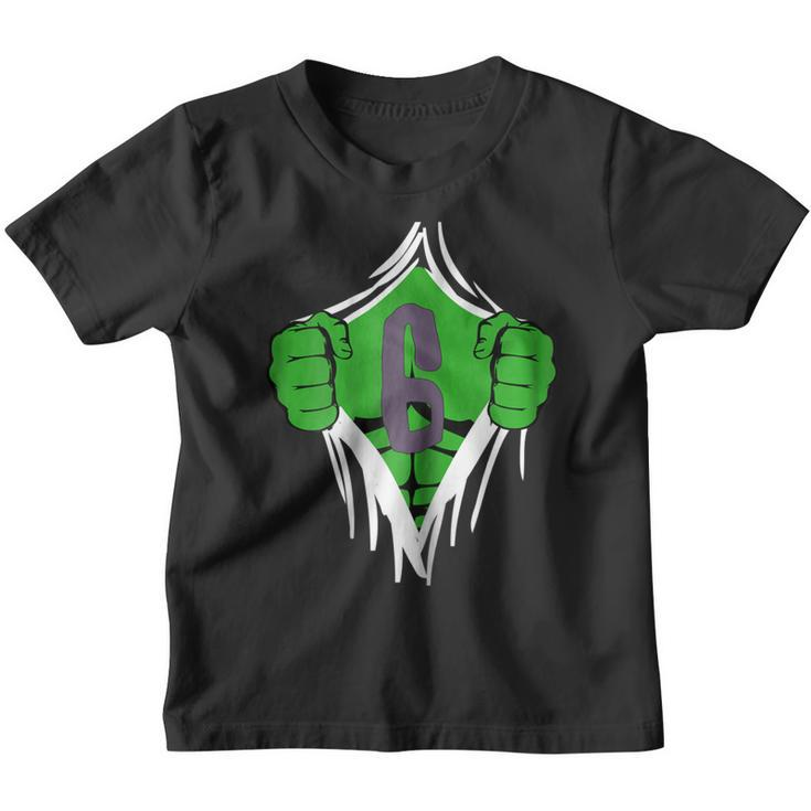 Green Man Chest Superhero Birthday Shirt For 6 Year Old Boys Youth T-shirt