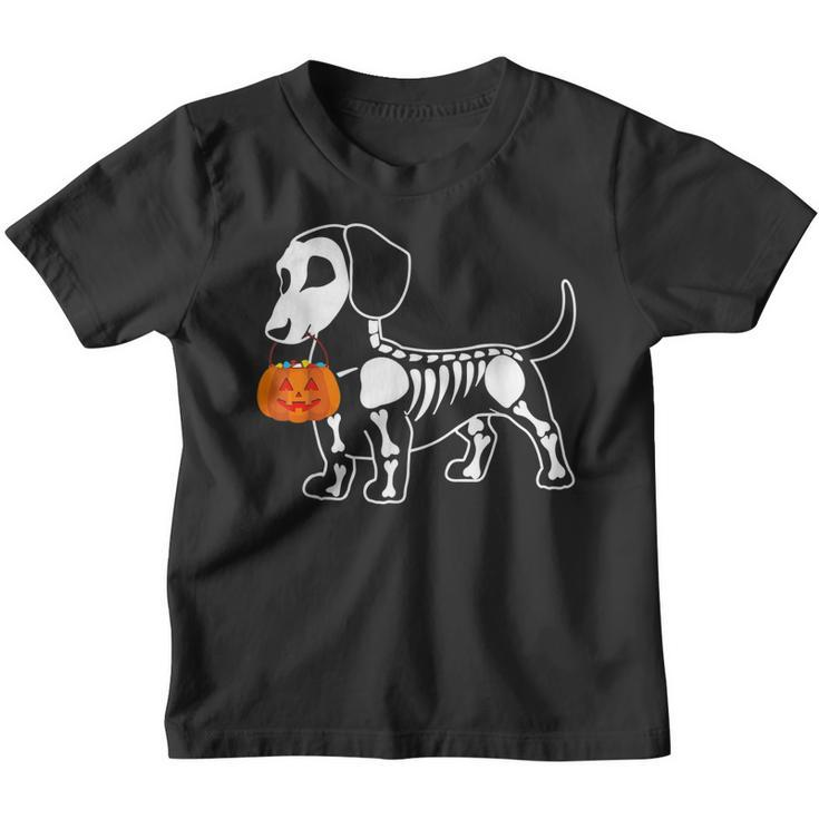 Halloween Dachshund Skeleton Weenie Wiener Sausage Dog  Youth T-shirt