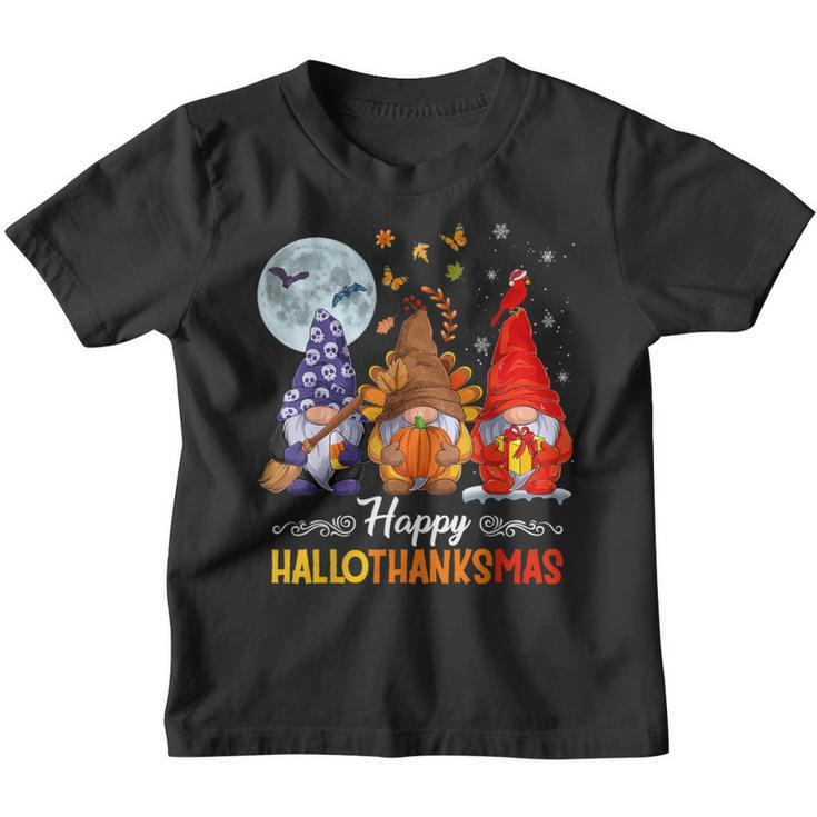 Halloween Thanksgiving Christmas Happy Hallothanksmas Gnomes  V55 Youth T-shirt