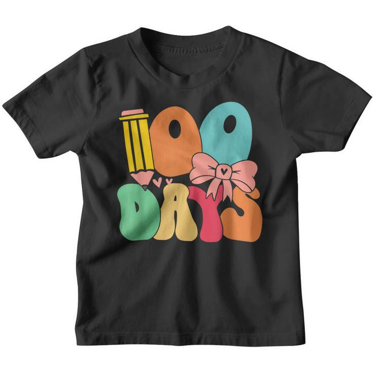 Happy 100 Days Of School Teacher Kids Retro Groovy 100Th Day  V2 Youth T-shirt
