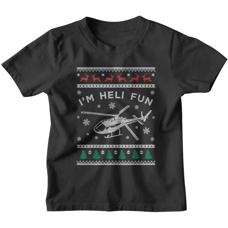 Helicopter Ugly Christmas Great Gift Fun Xmas Heli Gift Youth T-shirt