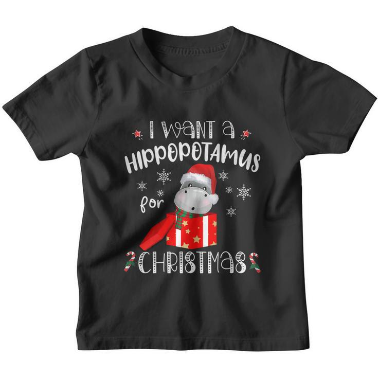 Hippopotamus For Christmas Matching Xmas Hippo Pajama Gift Youth T-shirt