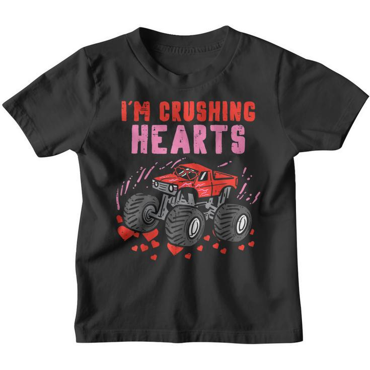 I Crush Hearts Monster Truck Funny Valentines Day Boys Kids Youth T-shirt
