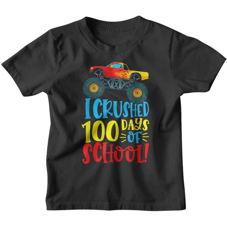 I Crushed 100 Days Of School Monster Truck Car Boys Kids  Youth T-shirt