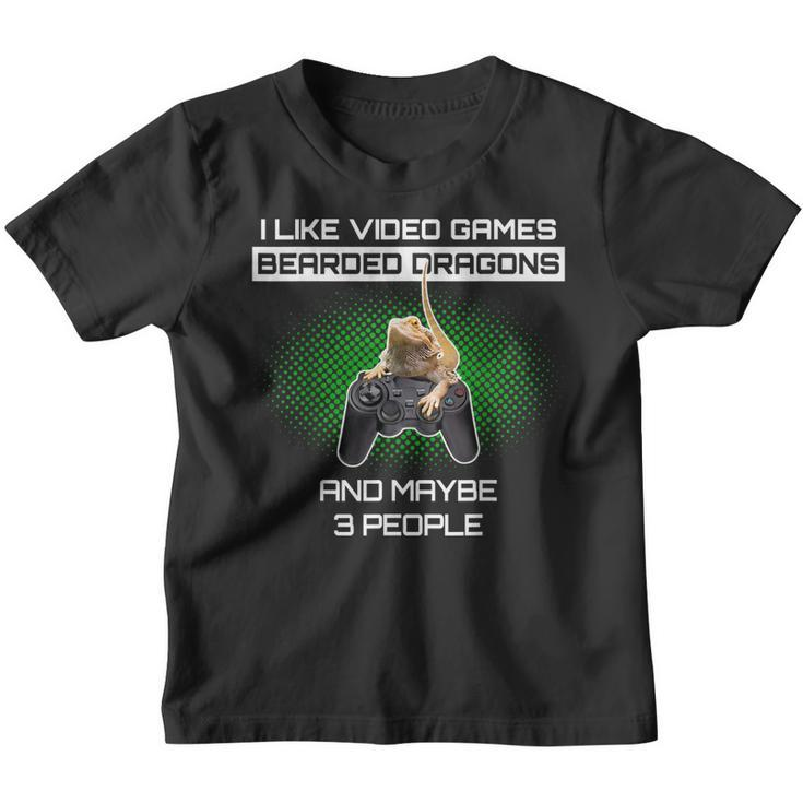 I Like Video Games Bearded Dragons And Maybe 3 People Funny Youth T-shirt