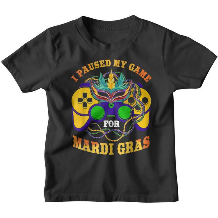 I Paused My Game For Mardi Gras Gamer Gaming Kids Boy Funny  V2 Youth T-shirt