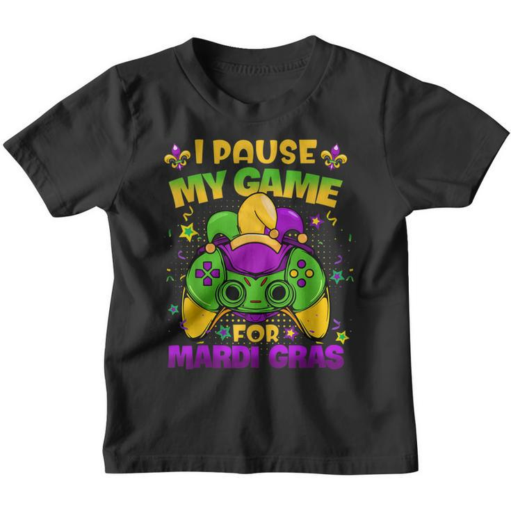 I Paused My Game For Mardi Gras Gamer Gaming Kids Boy Funny  Youth T-shirt