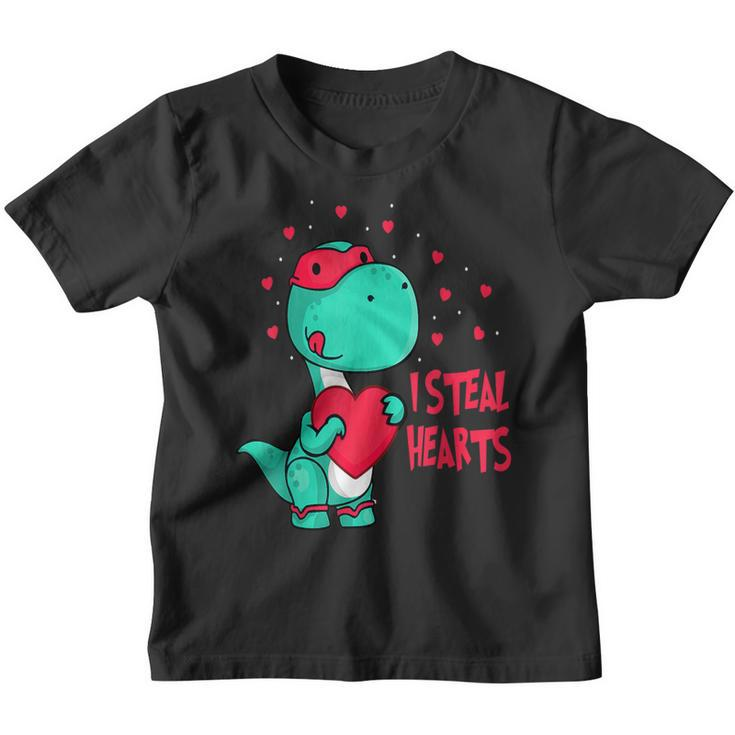 I Steal Hearts Valentines Day Cute Dinosaur V-Day Boys Kids  Youth T-shirt