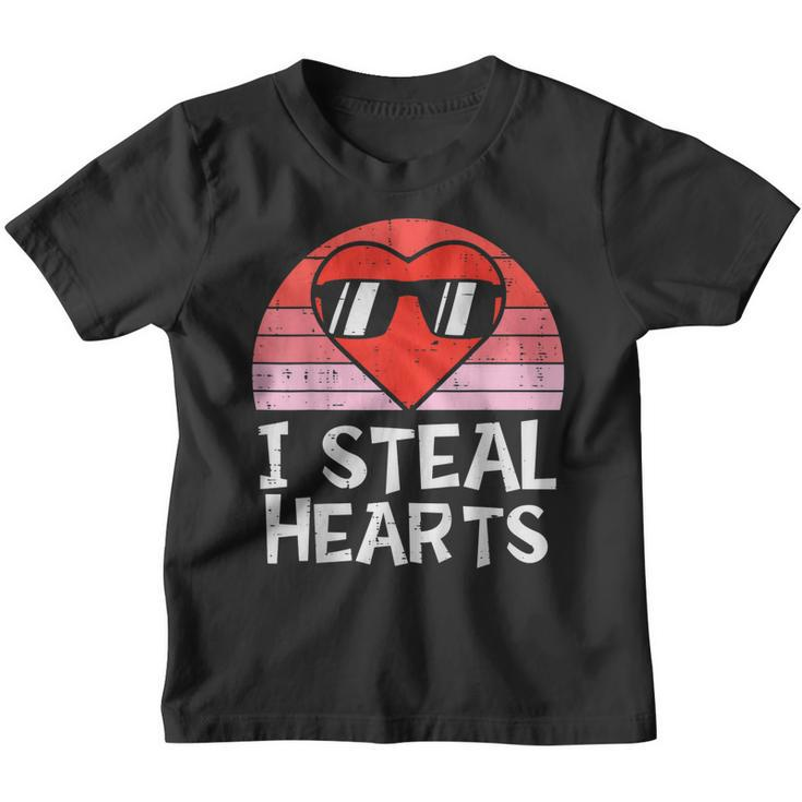I Steal Hearts Vintage Valentines Day Cool Herat Boys Kids  Youth T-shirt