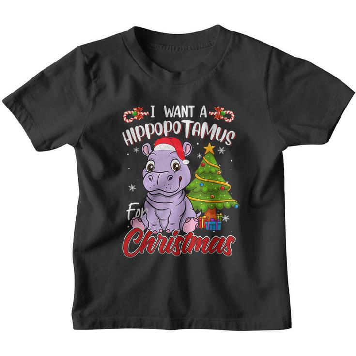 I Want A Hippopotamus For Christmas Funny Hippo Pajamas Xmas Gift Youth T-shirt