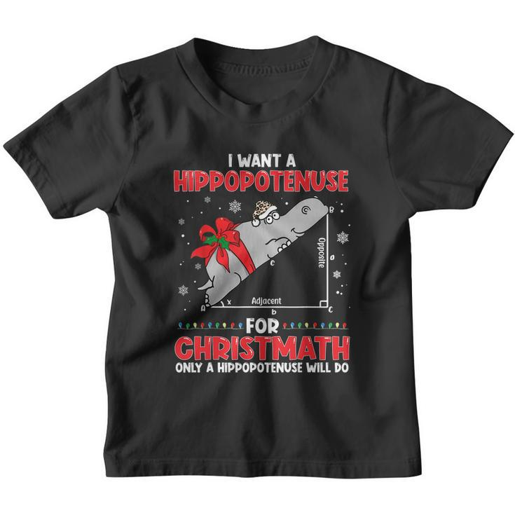 I Want A Hippopotenuse For Christmath Math Teacher Christmas Tshirt Youth T-shirt