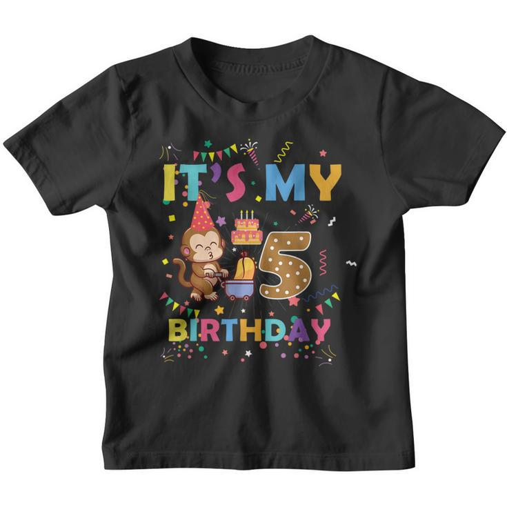 Its My 5Th Birthday Monkey 5 Year Old Boys Girls Kids  Youth T-shirt