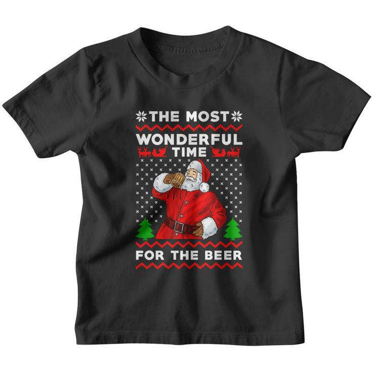 Its The Most Wonderful Time For A Beer Ugly Christmas Sweater Youth T-shirt