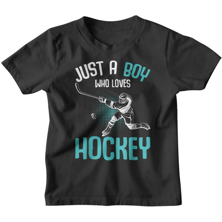 Just A Boy Who Loves Hockey Player Ice Hockey Kids Boys  Youth T-shirt