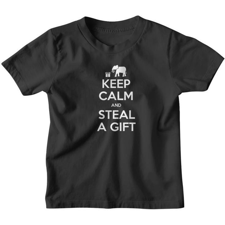 Keep Calm And Steal A Gift White Elephant Christmas Youth T-shirt