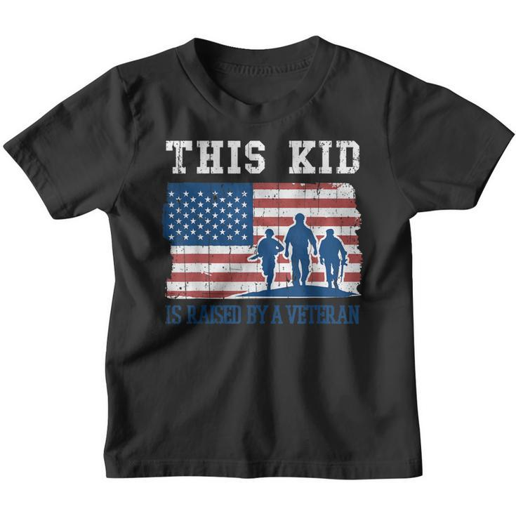Kid Raised By A Veteran Us Flag Proud Veterans Day  Youth T-shirt