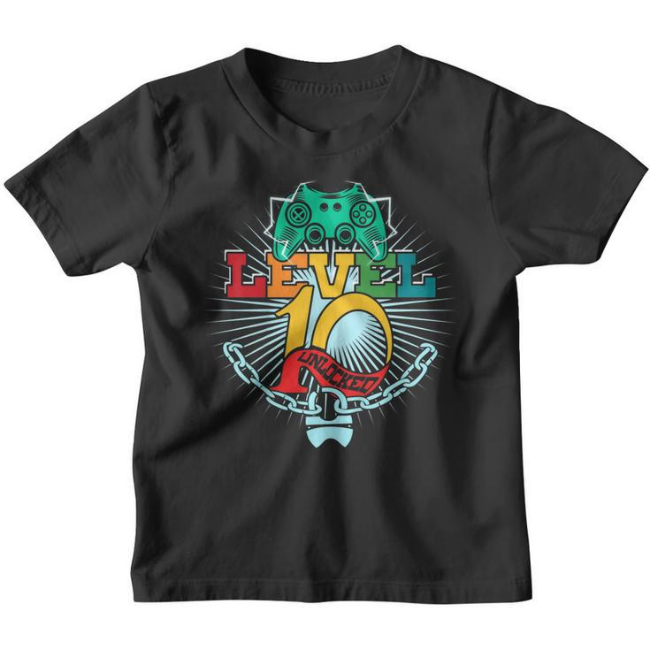 Kids 10 Year Old Video Gamer Birthday Shirt Gift Idea Level 10 Youth T-shirt