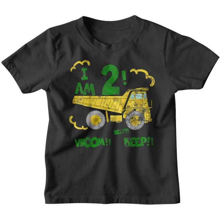 Kids 2Nd Birthday Dump Truck  Boys 2 Year Birthday Tee Youth T-shirt