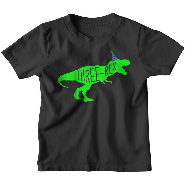 Kids 3 Year Old Birthday Boy Gift Shirt Dinosaur Three Rex Green V2 Youth T-shirt