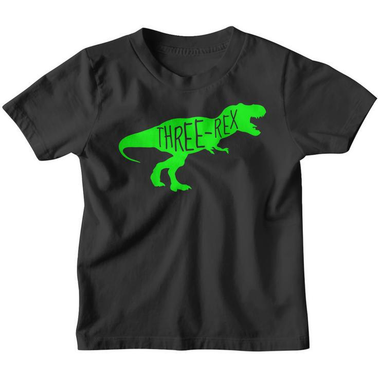 Kids 3 Year Old Birthday Boy Gift Shirt Dinosaur Three Rex Green Youth T-shirt